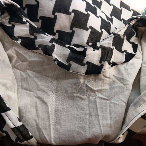 12 Vintage 1960's Geometric Sleeveless Dress Bow Collar Mod Garage Scooter Girl - Picture 7 of 11